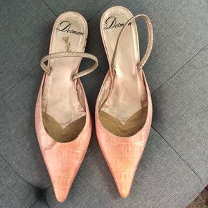 Delman flat sling backs iridescent pink 5